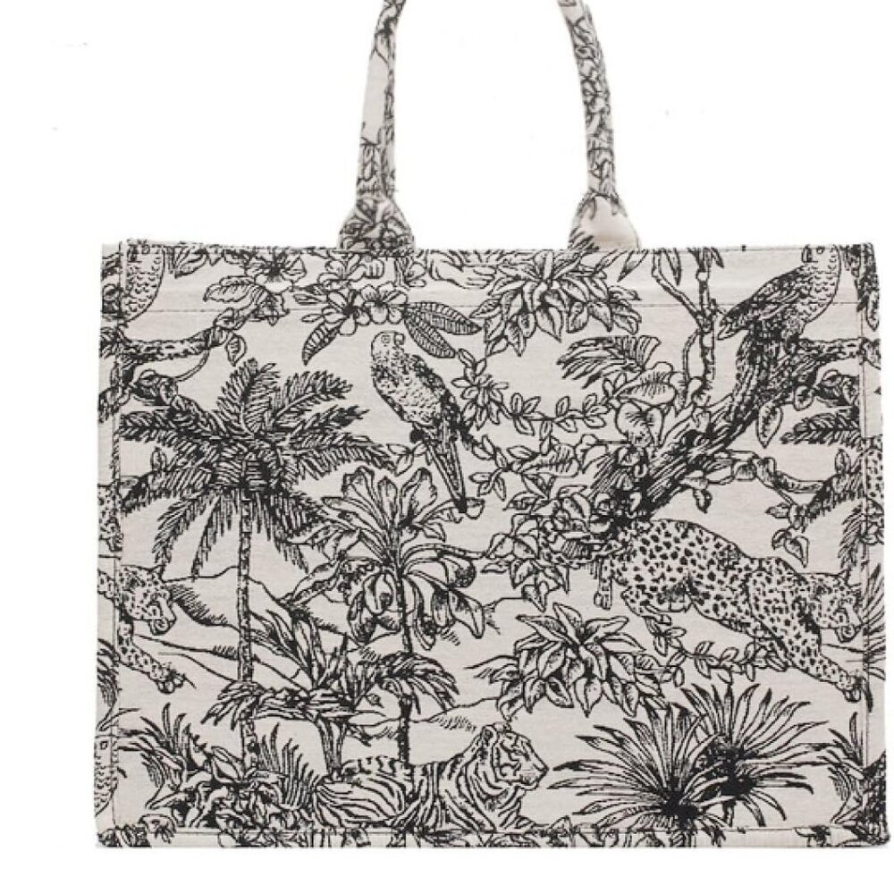 Large Cotton Linen Handbag Women Flower Embroidery Tote Fashion Shopping Bag
